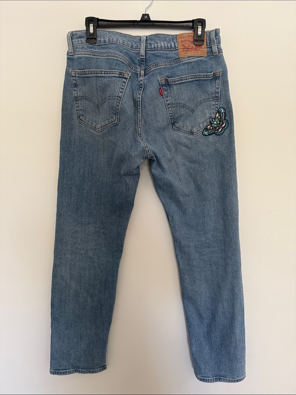 Levi's 505 Women's Light Blue Straight Leg Jeans with Embroidered Patch